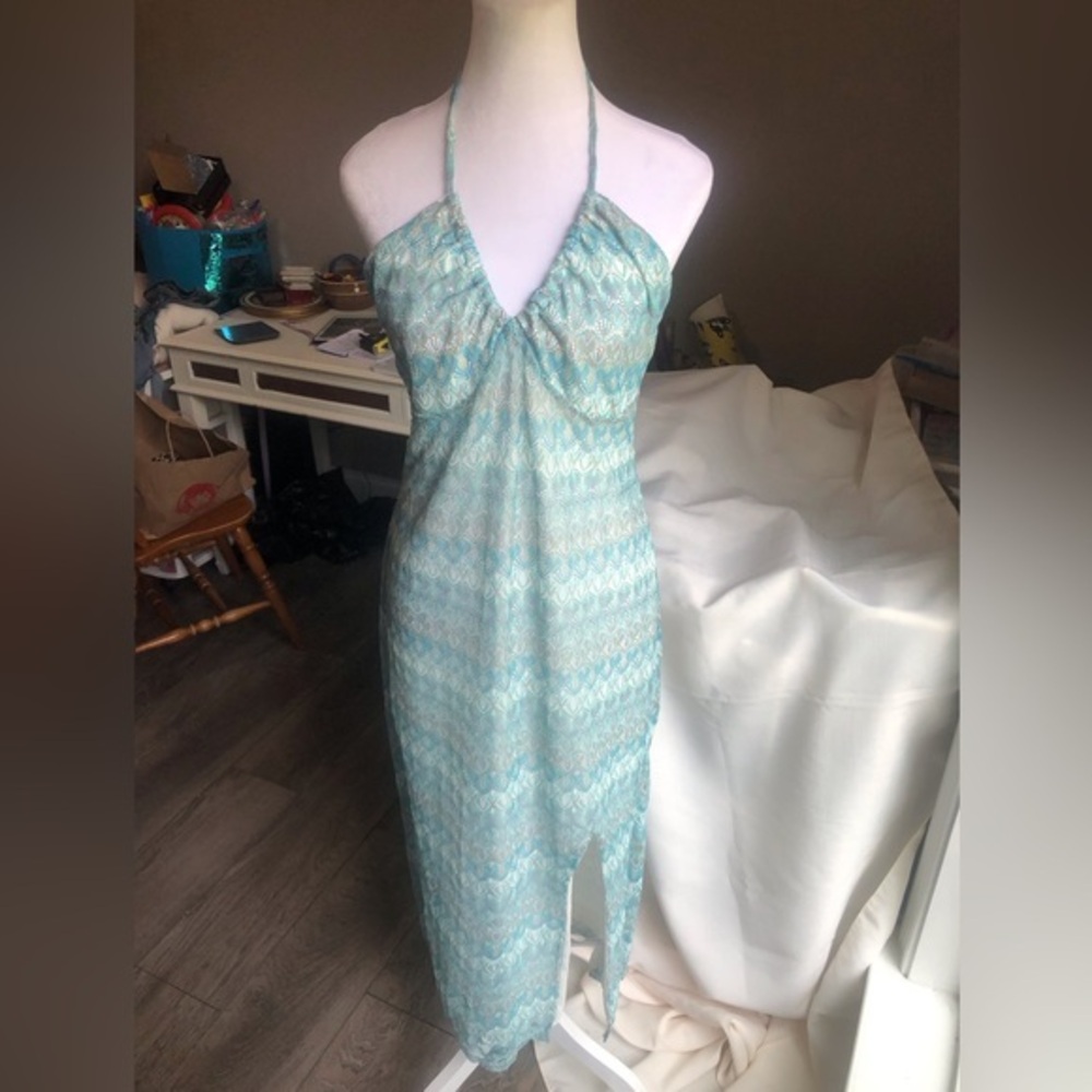 Wild Fable Halter Dress Teals Gray Size Large